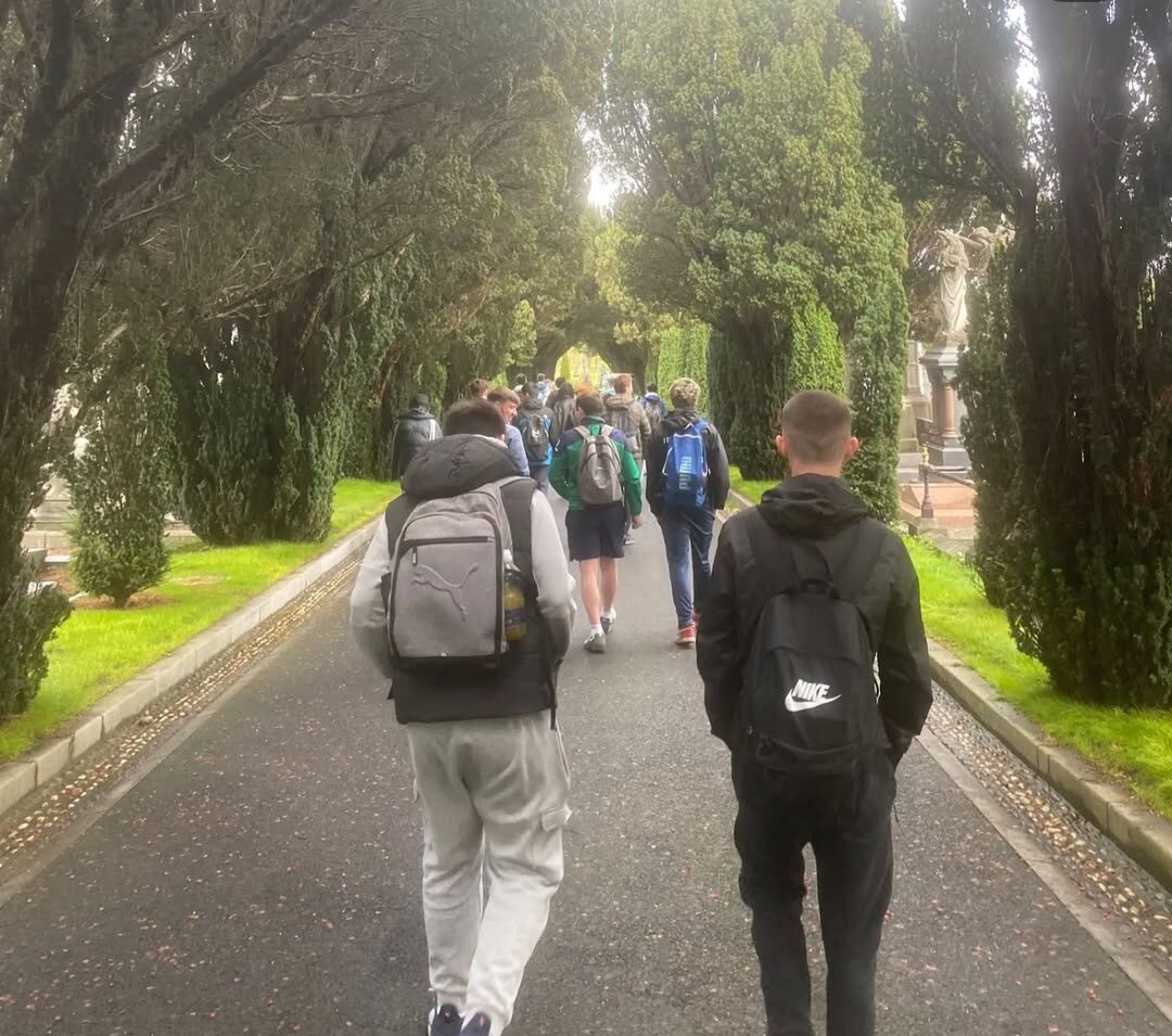 Students researching historical figures at Glasnevin